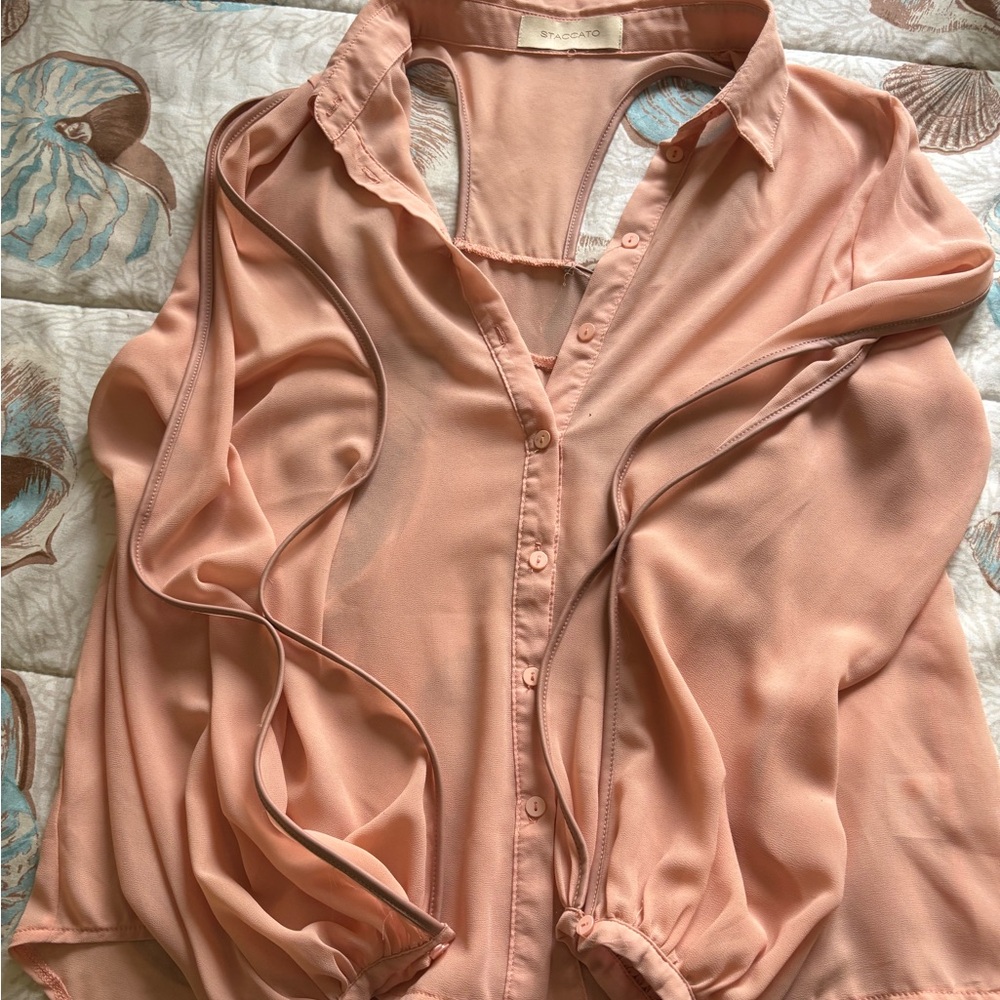 Staccato Pink Sleeveless Blouse with Notched Collar